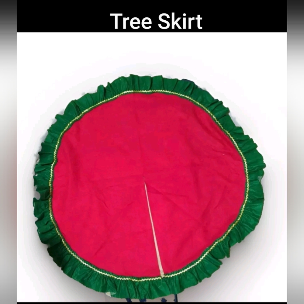 SALE $8🌲Christmas Tree Skirt 46" Round Farmhouse Ruffle